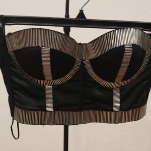 Black Beaded Bustier Top